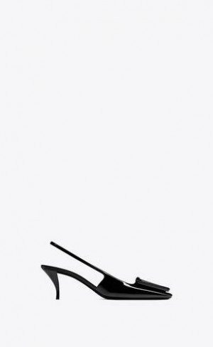 YSL 24 Slingback Pumps In Lacuita Piele Negrii | Romania_YSL44367