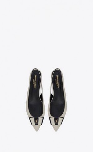 YSL AnaïS Slingback Flats In Smooth And Lacuita Piele Bleumarin | Romania_YSL73364