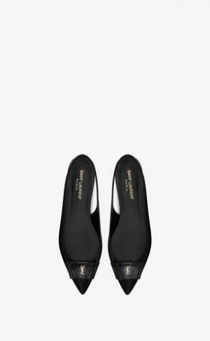 YSL AnaïS Slingback Flats In Smooth And Lacuita Piele Negrii Bleumarin | Romania_YSL21779