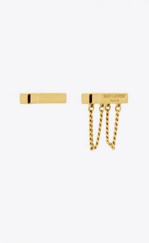 YSL Asymmetric Saint Laurent Earrings In Metal Aurii | Romania_YSL88072