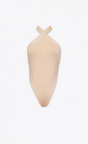 YSL Backless Bodysuit In Knit Bej | Romania_YSL76147