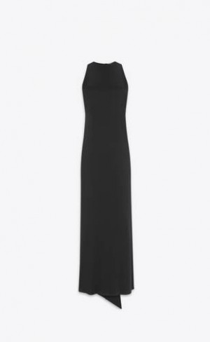 YSL Back-tie Satin Crepe Negrii | Romania_YSL30116