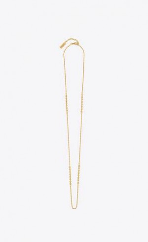 YSL Ball And Wheat Chain Necklace In Metal Aurii | Romania_YSL78639