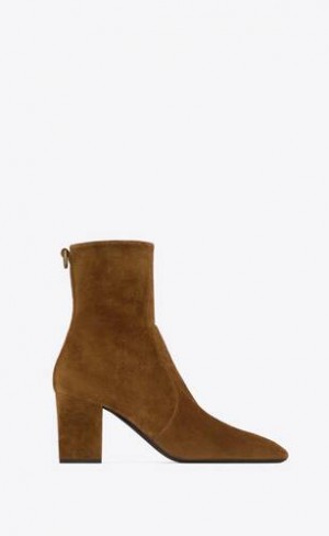 YSL Betty Booties In Piele Intoarsa Maro | Romania_YSL62099
