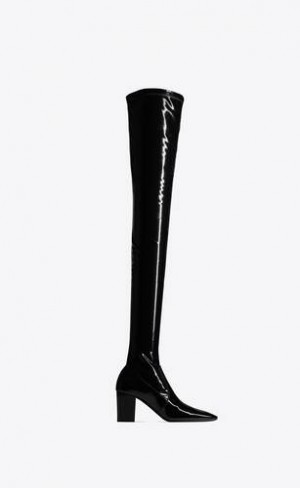 YSL Betty Over-the-knee Boots In Stretch Vinyl Negrii | Romania_YSL97121