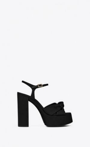 YSL Bianca Platforma Sandals In Ottoman Fabric Negrii | Romania_YSL37801