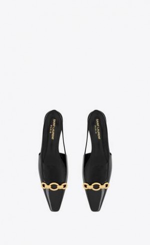 YSL Blade Slingback Flats In Lacuita Piele Negrii | Romania_YSL64354