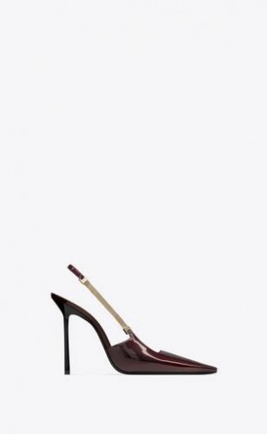 YSL Blake Slingback Pumps In Lacuita Piele Ciocolata | Romania_YSL46536