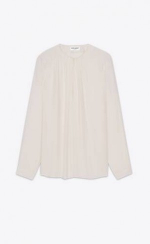 YSL Blouse In Matte And Shiny Cassandre In Dungi Silk Albi | Romania_YSL38034