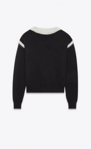 YSL Boatneck Pulovere In Lână Mohair Negrii | Romania_YSL87132