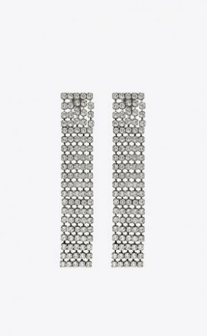 YSL Bulky Rhinestone Earrings In Metal Argintii | Romania_YSL24332