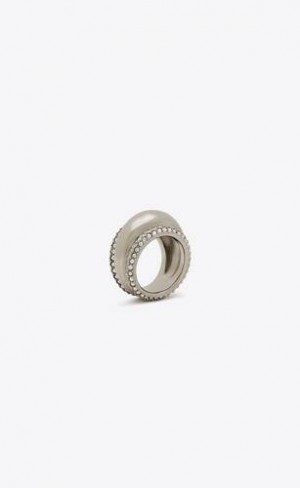 YSL Bumpy Ring In Metal And Rhinestone Argintii | Romania_YSL60303