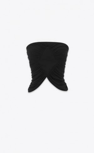 YSL Bustier In Jersey Negrii | Romania_YSL75547