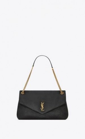 YSL Calypso Large In Grained Lambskin Negrii | Romania_YSL35781