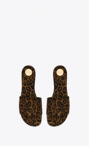 YSL Carlyle Slides In Leopard Grosgrain Maro | Romania_YSL82271