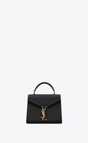 YSL Cassandra Mini Top Handle Bag In Grain De Poudre Embossed Piele Negrii | Romania_YSL30869