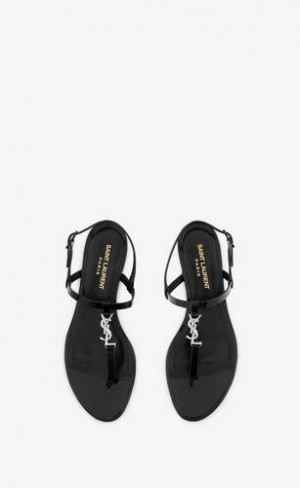 YSL Cassandra Sandals In Lacuita Piele Negrii | Romania_YSL72621