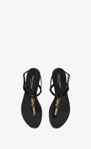 YSL Cassandra Sandals In Lacuita Piele Negrii | Romania_YSL67558