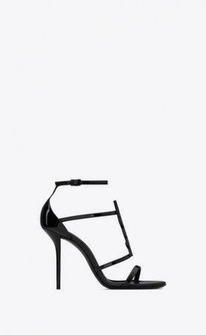 YSL Cassandra Sandals In Lacuita Piele Negrii | Romania_YSL69411