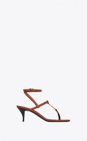 YSL Cassandra Sandals In Smooth Piele Maro | Romania_YSL98521