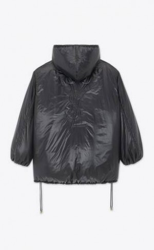 YSL Cassandre Anorak In Nailon Negrii | Romania_YSL38545