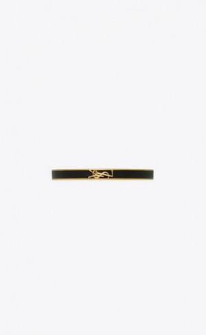 YSL Cassandre Bracelet In Piele And Metal Negrii | Romania_YSL82640