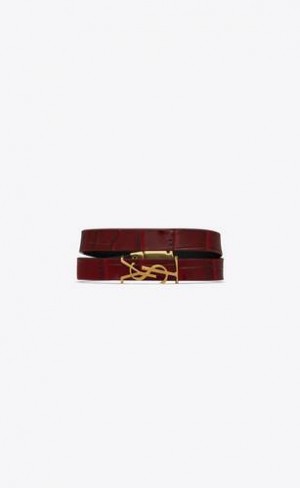 YSL Cassandre Double Wrap Bracelet In Piele Rosii Inchis Aurii | Romania_YSL49777