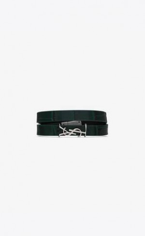 YSL Cassandre Double Wrap Bracelet In Piele Verzi Inchis | Romania_YSL75104