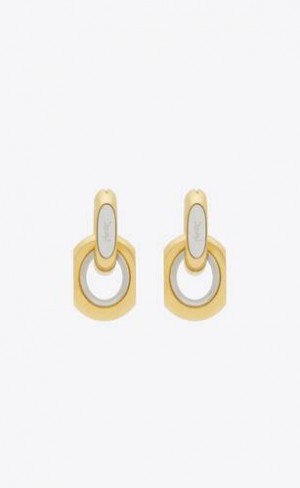 YSL Cassandre Duo Link Earrings In Metal Aurii | Romania_YSL59702
