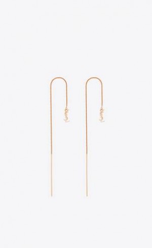 YSL Cassandre Long Threader Earrings In Metal Roz Aurii | Romania_YSL12657