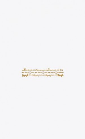YSL Cassandre Multi-chain Bracelet In Metal And Crystal Aurii | Romania_YSL36661
