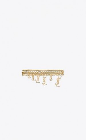 YSL Cassandre Multi-chain Bracelet In Metal And Rhinestone Aurii | Romania_YSL87560
