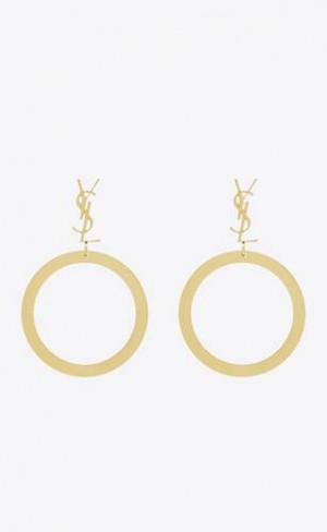 YSL Cassandre Pendant Hoop Earrings In Metal Aurii | Romania_YSL63421