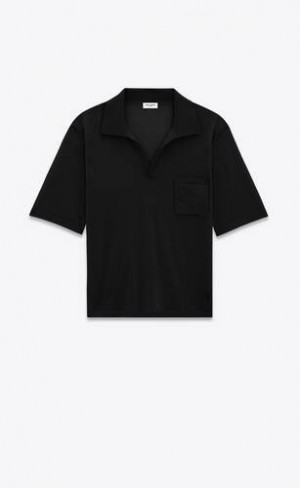 YSL Cassandre Polo Shirt In Lână Negrii | Romania_YSL15115