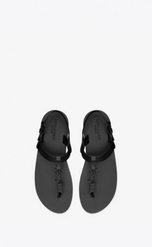 YSL Cassandre Sandals In Glazed Piele Negrii | Romania_YSL41982