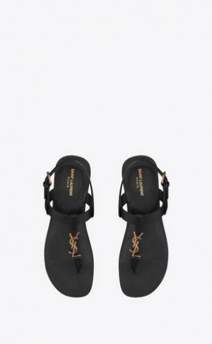 YSL Cassandre Sandals In Smooth Piele Negrii | Romania_YSL23842