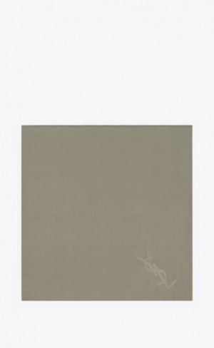 YSL Cassandre Square Scarf In Silk Charmeuse Masline Verzi | Romania_YSL11185