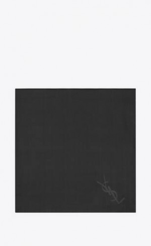 YSL Cassandre Square Scarf In Silk Charmeuse Negrii | Romania_YSL86202