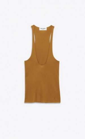 YSL Cassandre Tank Top In Shiny Jersey Galbeni | Romania_YSL86776