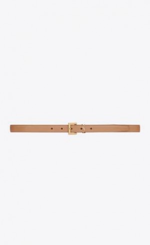 YSL Cassandre Thin Belt With Square Cu Catarama In Vegetable-tanned Piele Maro Aurii | Romania_YSL61548