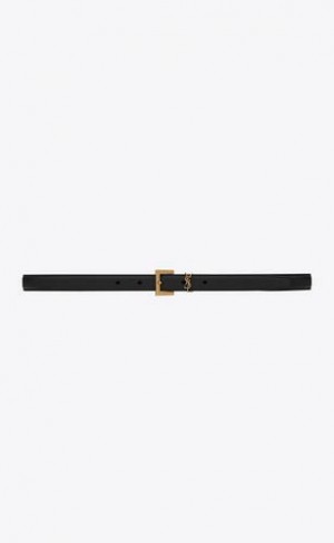 YSL Cassandre Thin Belt With Square Cu Catarama In Box Saint Laurent Piele Negrii | Romania_YSL68510