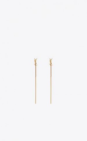 YSL Cassandre Threader Earrings In Metal Aurii | Romania_YSL89188