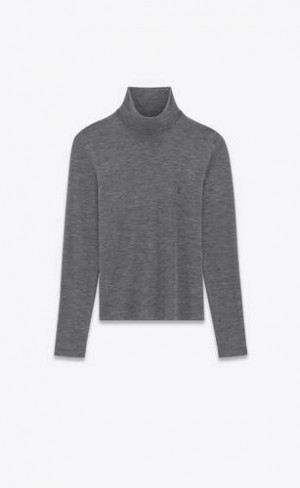 YSL Cassandre Turtleneck In Lână Gri Inchis | Romania_YSL70345