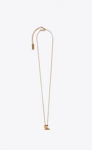 YSL Cassandre Twist Pendant Necklace In Metal Aurii | Romania_YSL49888