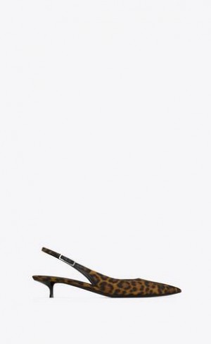 YSL Cherish Slingback Pumps In Leopard Grosgrain Maro | Romania_YSL76221