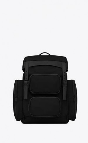 YSL City Multi-pocket Econyl®, Smooth Piele And Nailon Negrii | Romania_YSL59458