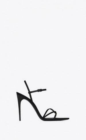 YSL Clara Sandals In Crepe Satin Negrii | Romania_YSL72329