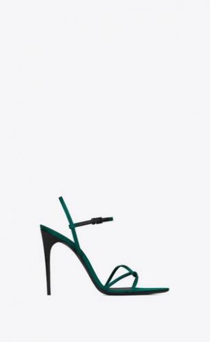YSL Clara Sandals In Crepe Satin Verzi | Romania_YSL63445