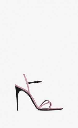 YSL Clara Sandals In Silk Satin Roz | Romania_YSL58735