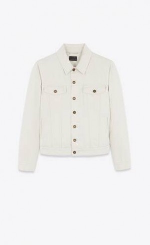 YSL Clasici Jacket In Caribbean White Denim Albi | Romania_YSL91333